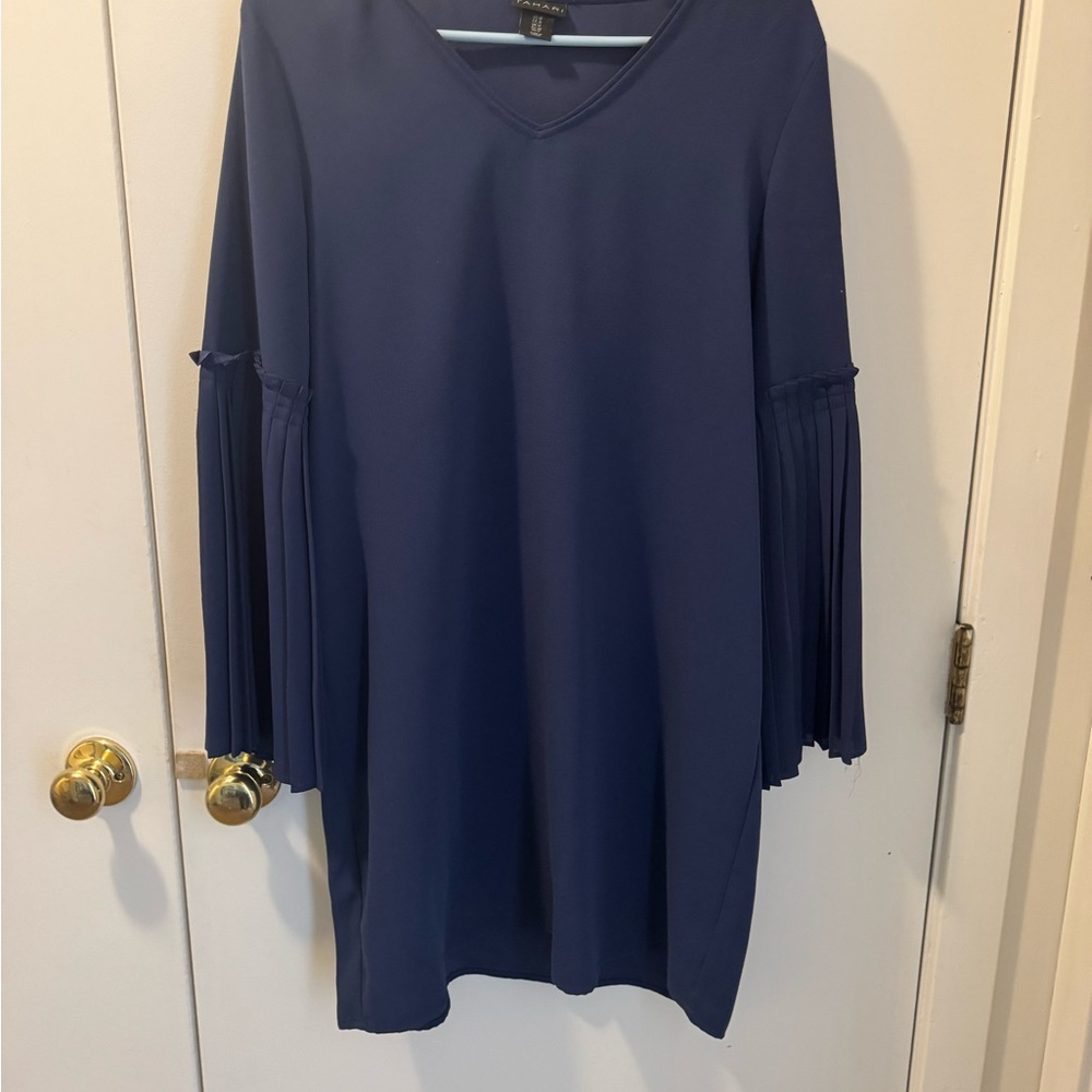 Tahari Deep Blue V-Neck Dress